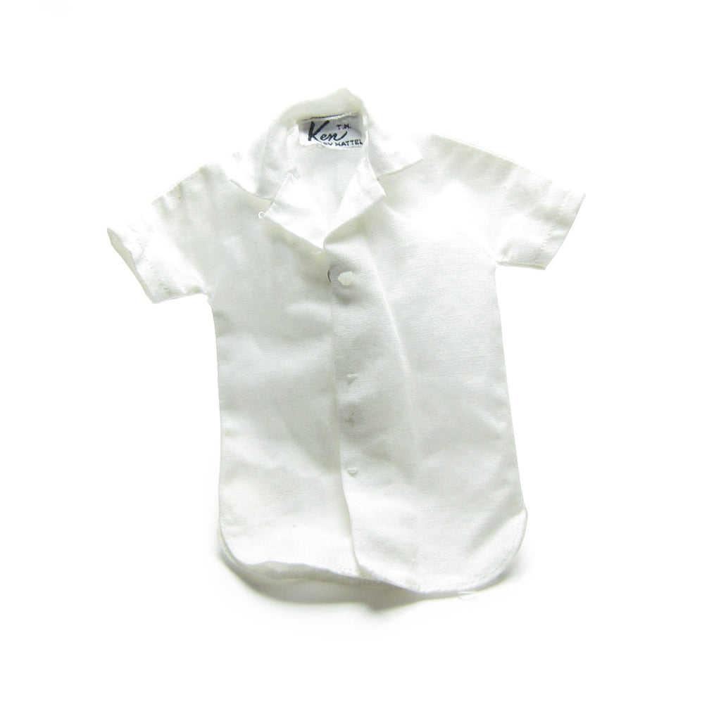 White Ken Doll Shirt Vintage Barbie White Button Up Short Sleeve Dress Shirt