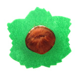 Green felt strawberry leaves hat for Strawberry Shortcake doll