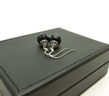 Black Faceted Jet Bead Earrings on Sterling Silver Wires