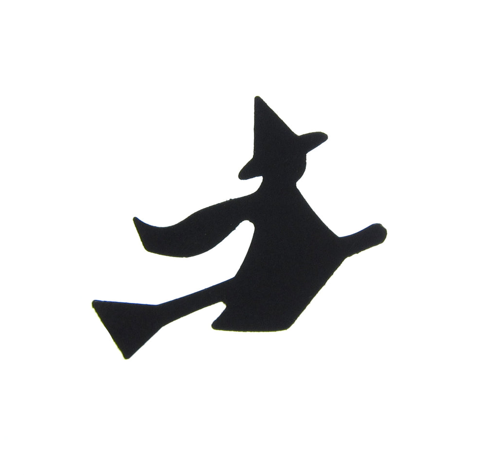 Witch Confetti Black Paper Die Cut Shapes Halloween Witches on Broomstick