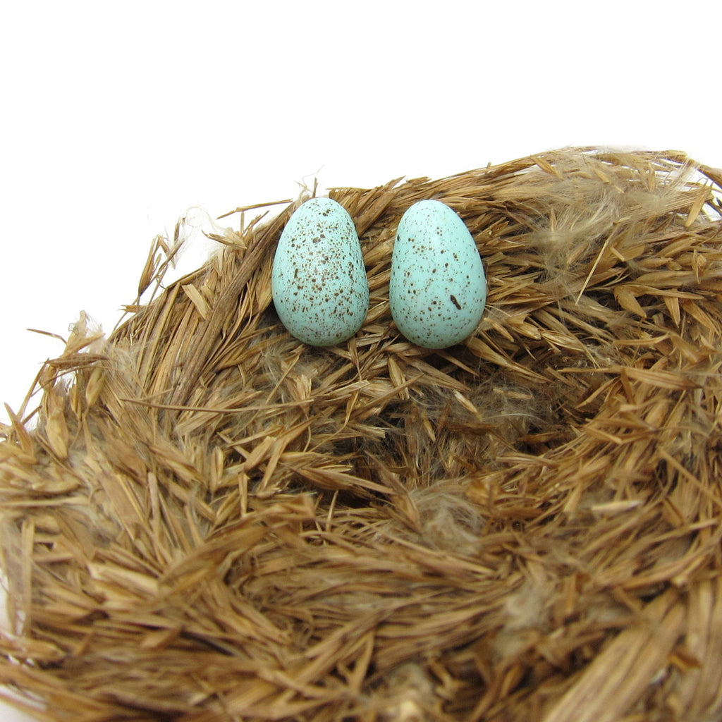 Robin's Egg Earrings Polymer Clay Eggs on Posts