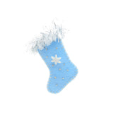 Blue felt miniature Christmas stocking ornament