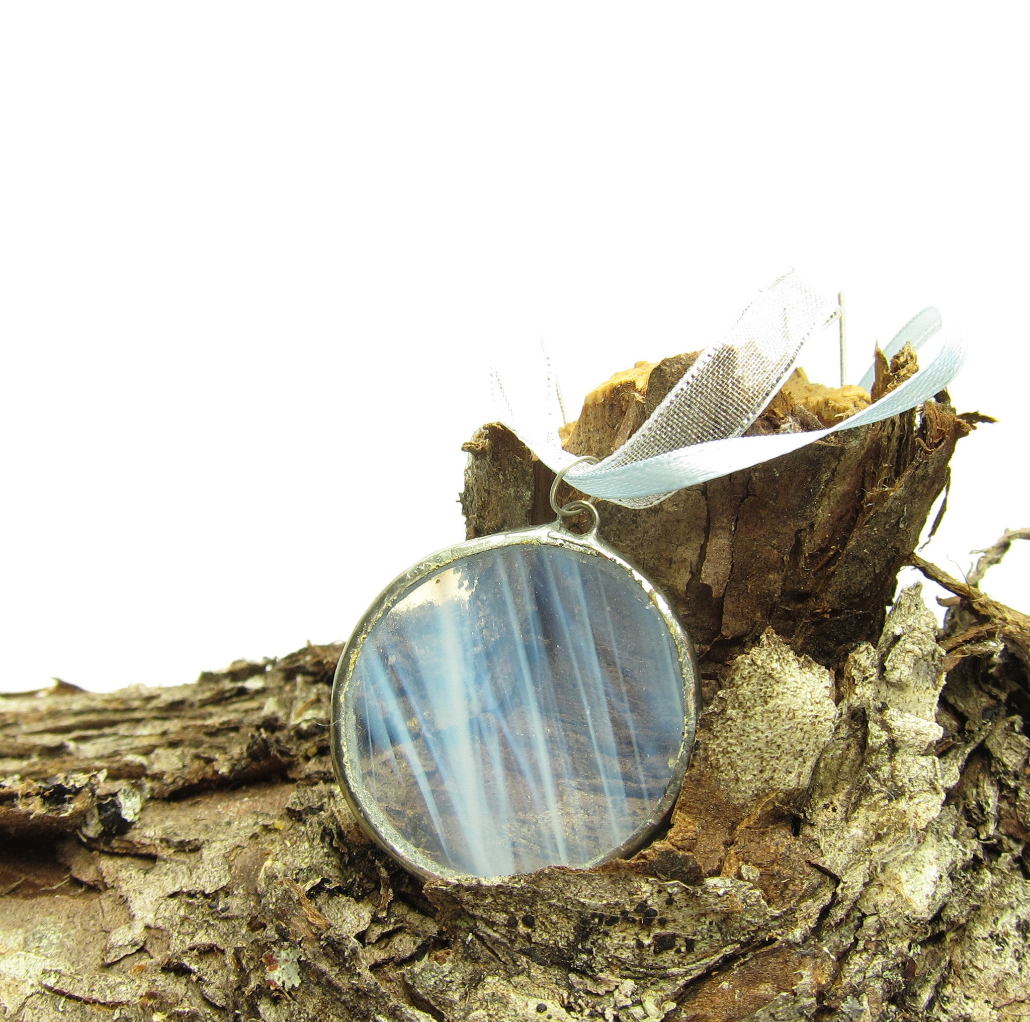 Winter solstice moon stained glass pendant necklace