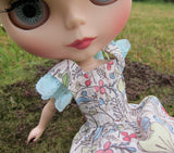 Blythe doll dress with pastel flowers