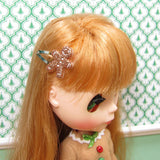 Brown glittery gingerbread man barrettes for Blythe dolls