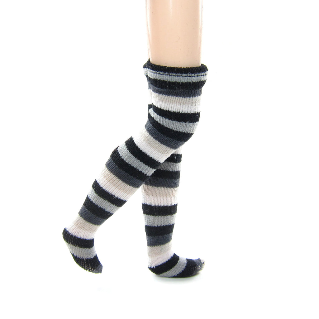Striped Doll Socks Knee High Black & White Stockings