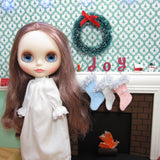 Miniature hand stitched felt Christmas stockings for Blythe dolls