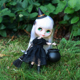Blythe doll in witch dress and hat