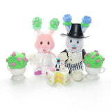 Tea Bunnies bride and groom, tea cups, flower pots