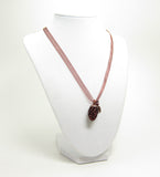 Burgundy Necklace with Real Pine Cone Charm