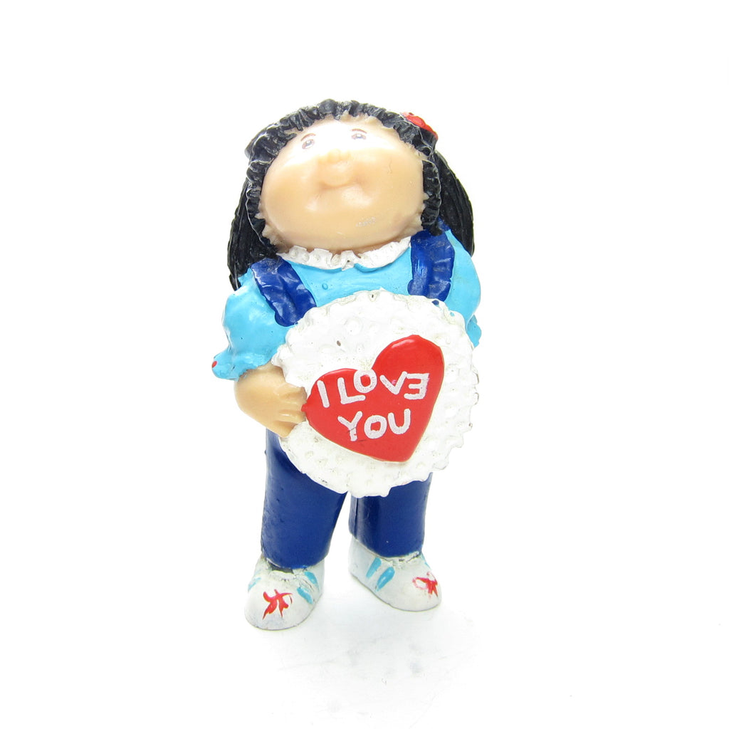 Cabbage Patch Kids Miniature Figurine Vintage PVC Girl with I Love You Heart