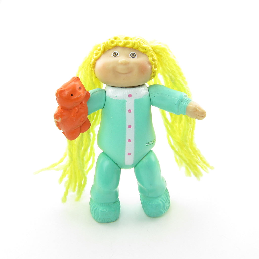 Girl in Pajamas with Teddy Bear Vintage Cabbage Patch Kids Poseable Figure - Blonde Hair