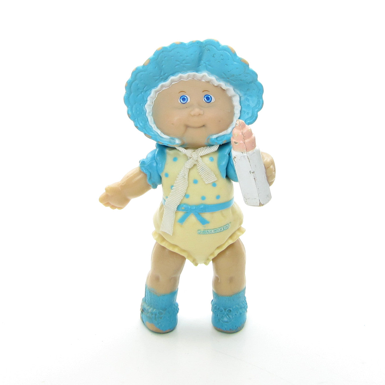 Preemie girl with blue bonnet and bottle Cabbage Patch Kids poseable figure