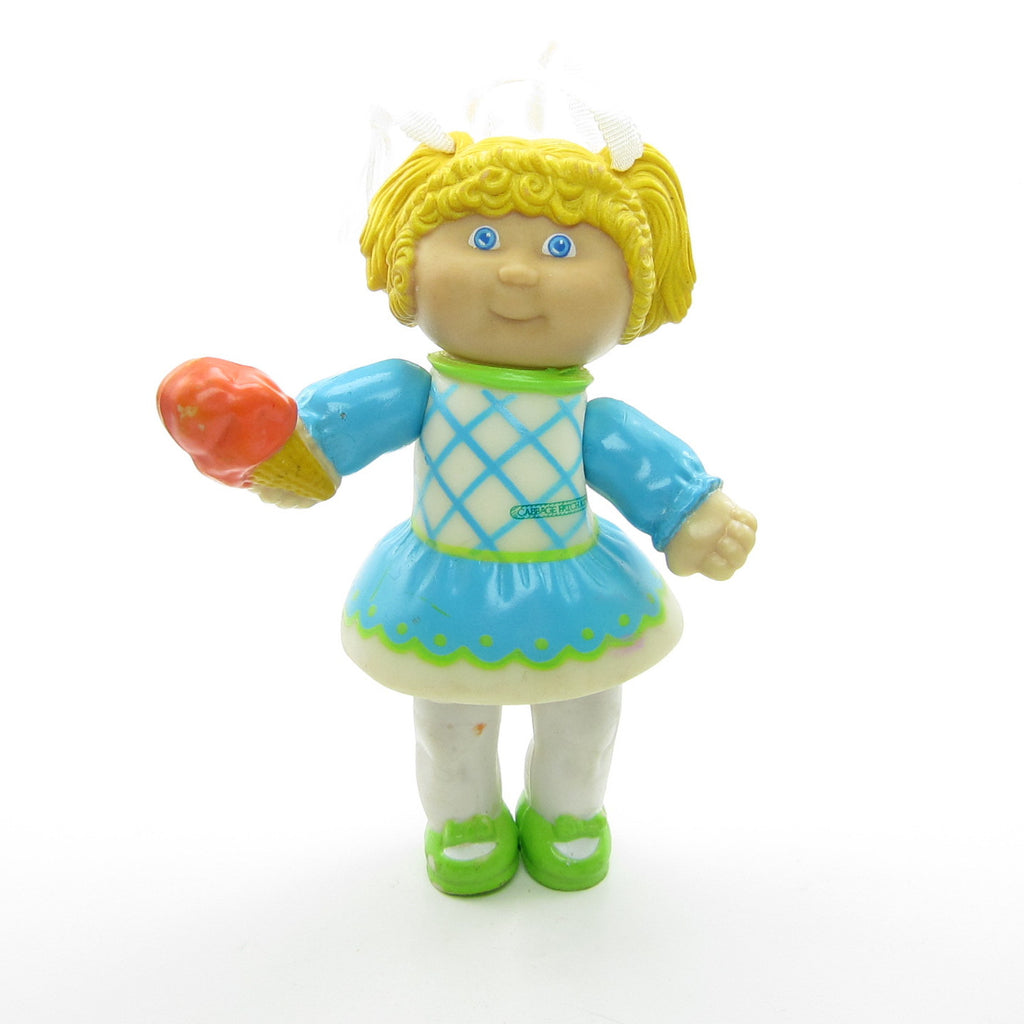 Girl with Blonde Pigtails & Blue Dress Ice Cream Cone Vintage Cabbage Patch Kids Poseable Figure