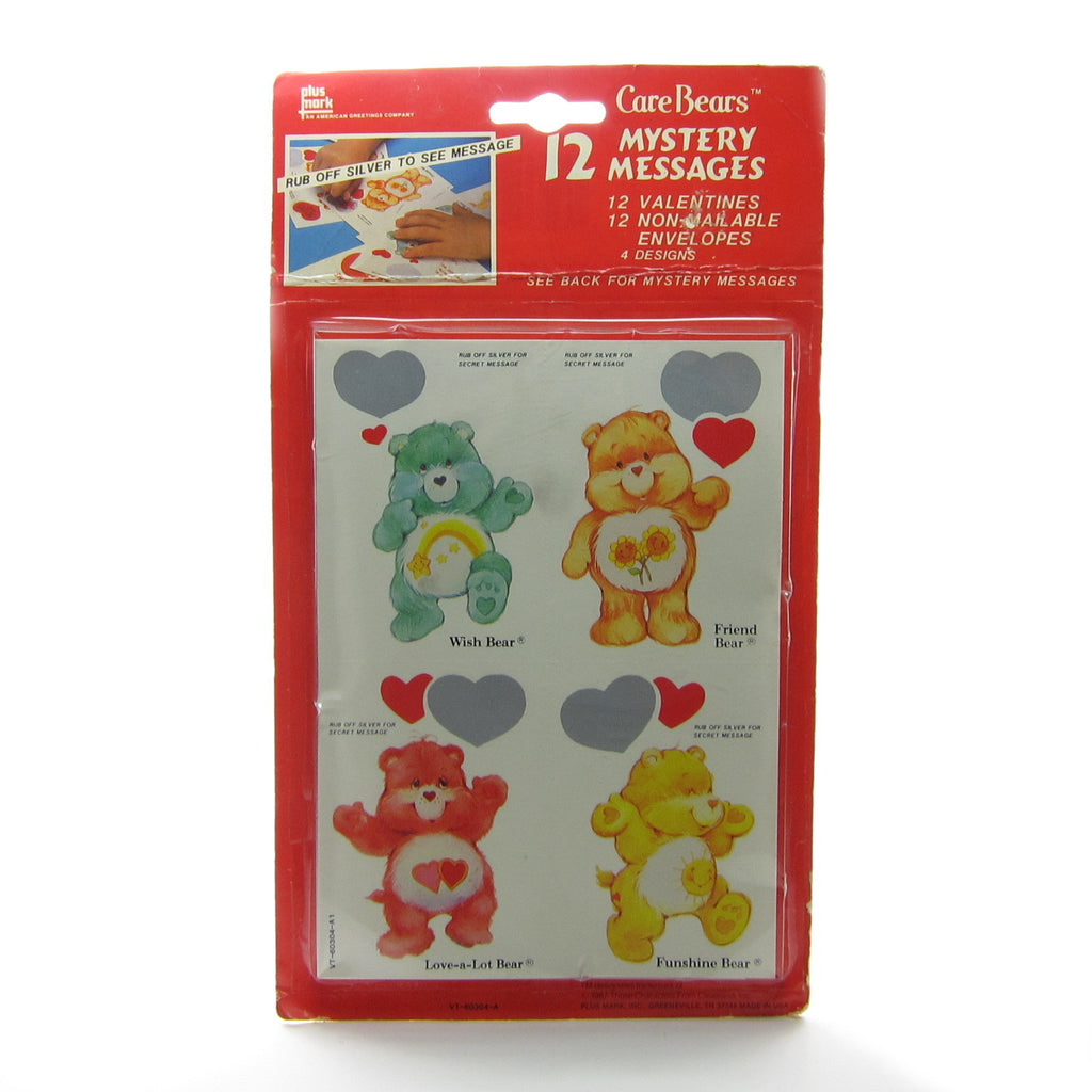 Care Bears Valentines with Mystery Messages Vintage Pack of 12 Valentine's Day Cards