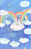 Care Bears cloud, rainbow and castle Colorforms play board background