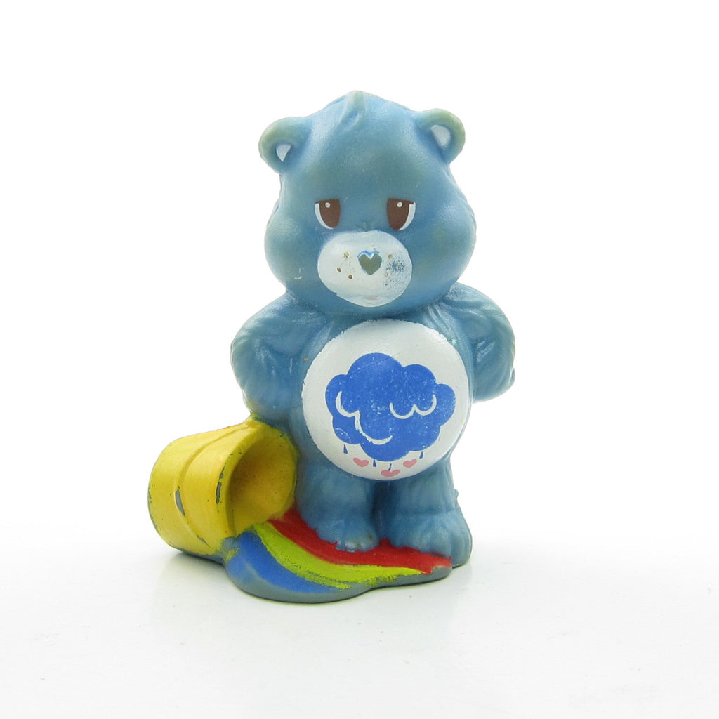 Grumpy Bear Spilling a Colorful Rainbow Vintage Care Bears Miniature Figurine