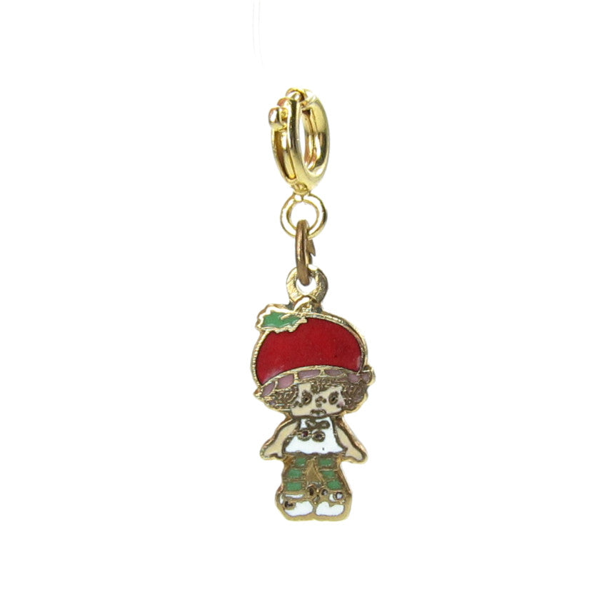 Cherry Cuddler Strawberry Shortcake Gold Enamel Charm for Bracelet