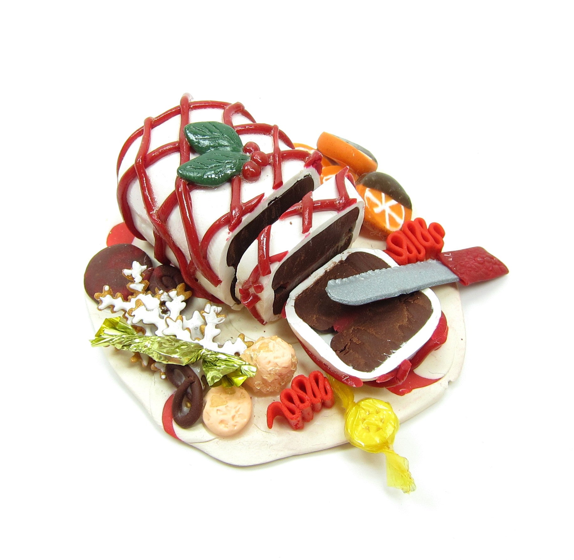 Polymer Clay Christmas Cake Platter with Candies