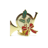 Hallmark French Horn Christmas metal tack pin