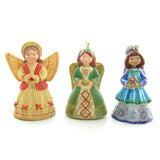 Joy to the World angel ornaments with robes from Sweden, Ireland and Mexico
