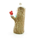 Tree stump mailbox ornament with red bird on branch