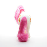 Birthflower pony with white body, pink hair, orange chrysanthemum flower symbol