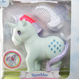 Sparkler unicorn pony with white moon comb and puffy sticker