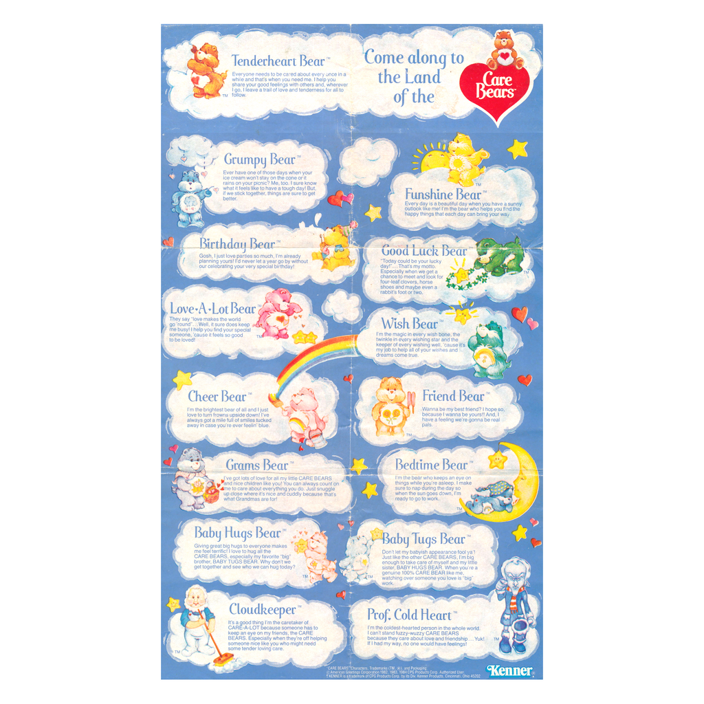 Care Bears Foldout Poster Vintage 1984 Advertising Pamphlet