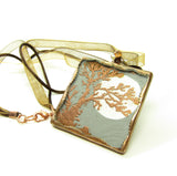 Harvest Moon and Tree Necklace with Copper Clasp
