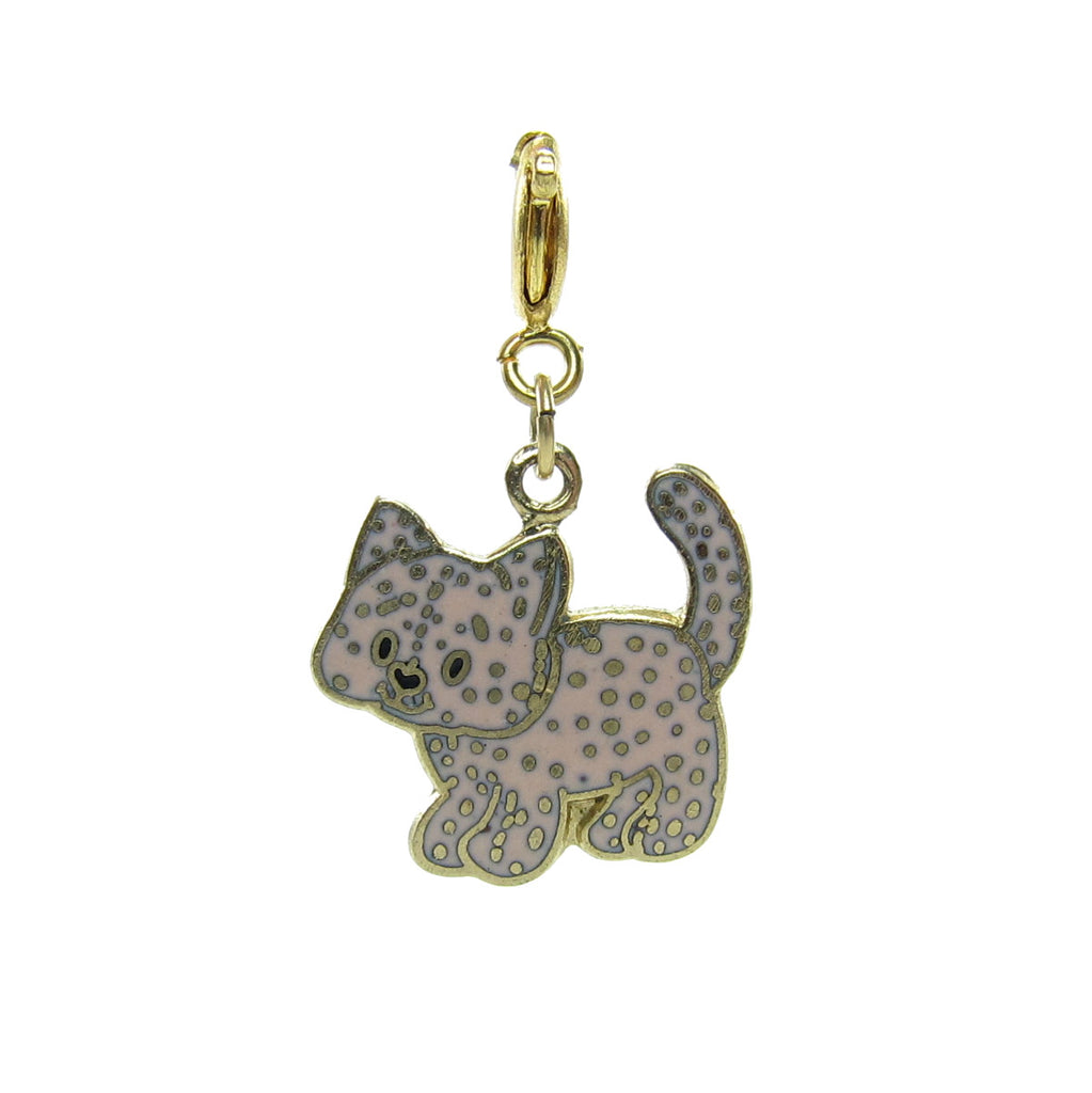 Custard Cat Strawberry Shortcake Gold Enamel Charm for Bracelet