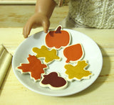 Plate of autumn and fall cookies for dolls