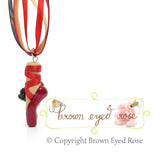 Red Pointe Shoe Pendant Necklace