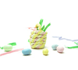 Polymer clay Easter basket with pastel eggs