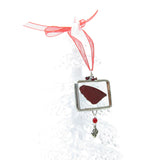 Red fairy wing in soldered glass Christmas ornament