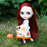 Squirrel and autumn fall print dress for Blythe & Pullip dolls