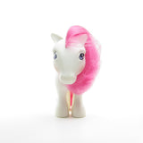 Birthflower pony with white body, pink hair, purple eyes