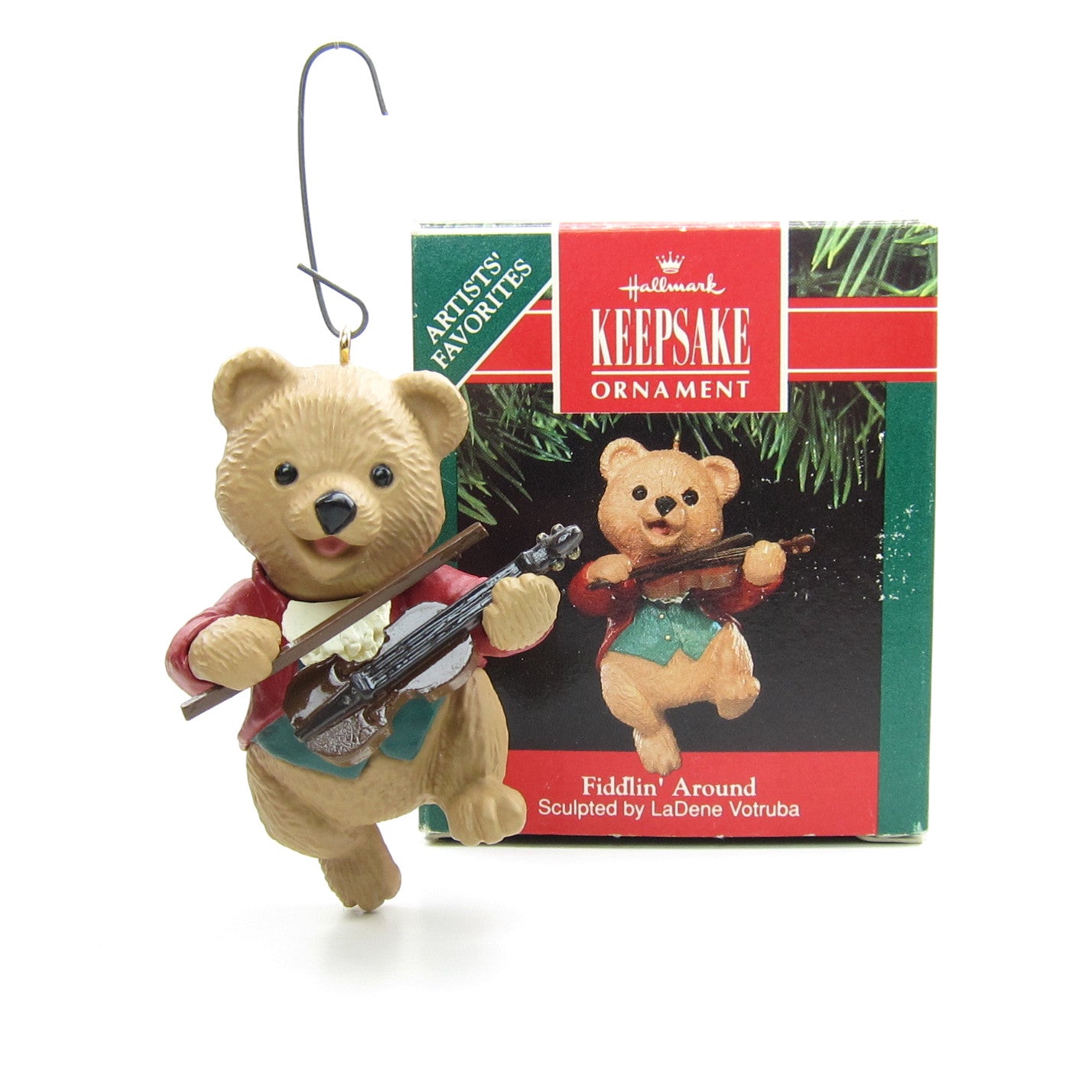 Hallmark Fiddlin' Around teddy bear playing fiddle ornament