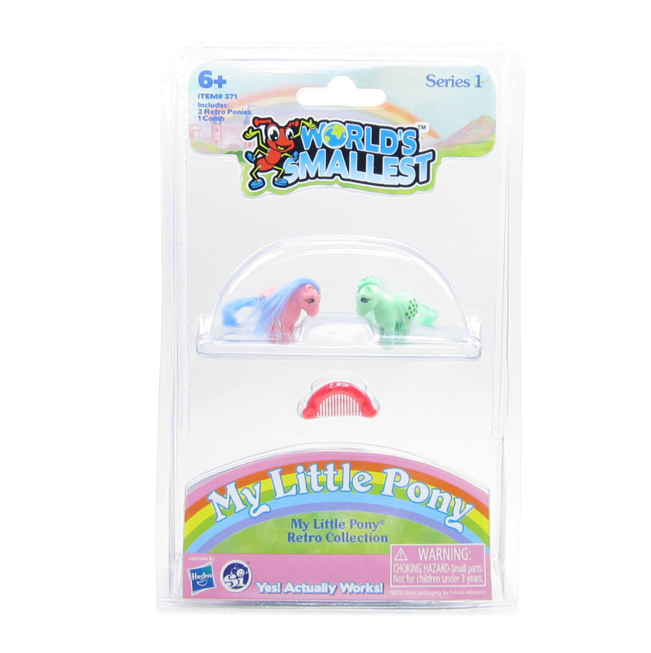 World's Smallest My Little Pony retro Firefly and Minty ponies with comb