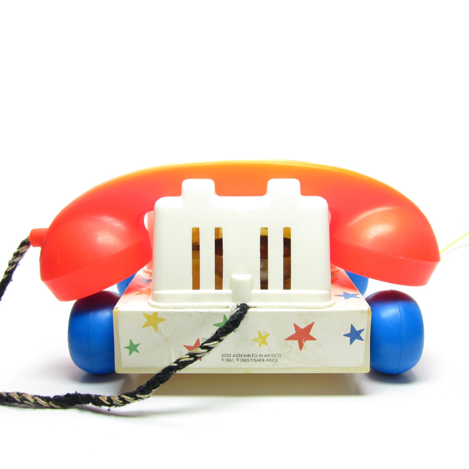 Vintage 1985 Fisher Price Rotary Telephone Pull Toy With Receiver, Telephone  Sound Effects and Eyes That Move When Phone is Rolling 