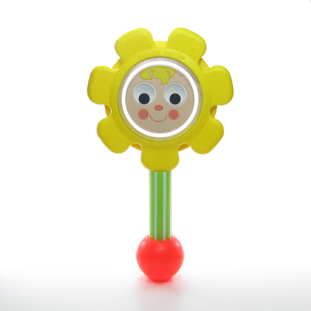 Flower Rattle Vintage 1973 Fisher Price 424 Baby Toy Brown Eyed
