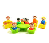 Fisher-Price Play Family Little People mom, dad, kids, dog, table, chairs, beds