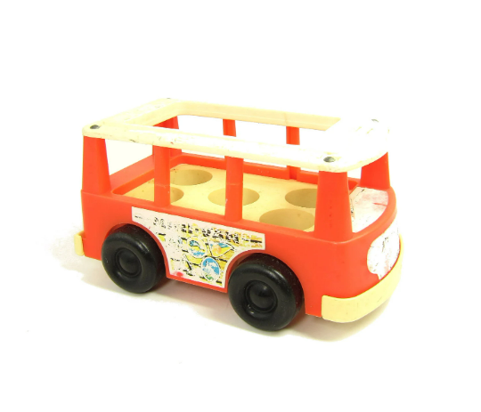 Fisher-Price Mini-Bus Van Play Family Little People Vintage Red Bus