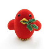 Merry Redbird flocked red Christmas tree ornament