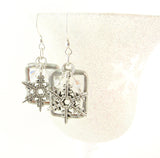 Snowflake stained glass earrings