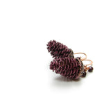 Pine cone earrings on copper ear wires