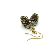 Miniature pine cone earrings made with real pinecones