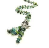 Green watermelon tourmaline mineral chip necklace