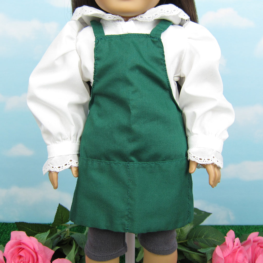 Green Doll Apron with Pockets for 18 Inch Dolls