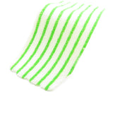 Green striped towel with misprinted edge